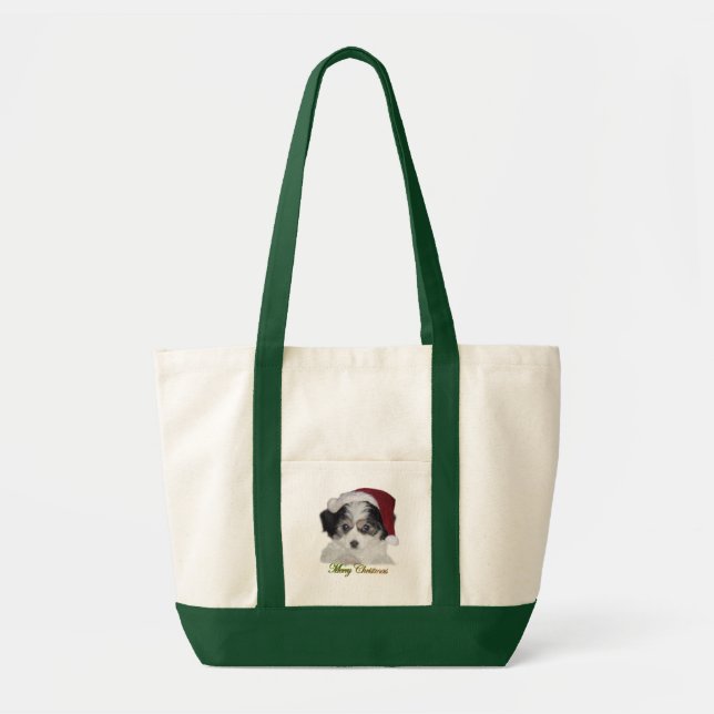 Tote Uma bolsa de canvas do Feliz Natal de Cavachon (Frente)