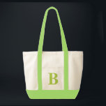 Tote Verde limão de monograma personalizado BOLSA NAT<br><div class="desc">Verde limão de monograma personalizado BOLSA NATURAL. Crie a sua própria bolsa!</div>
