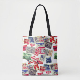 Tote Vintage Air Mail Postage Stamps Bolsa