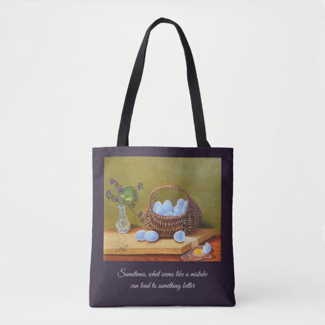 Tote Violetas e cesto de ovos Bolsa (Frente)