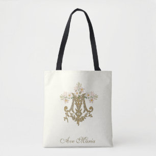 Tote Virgem Religiosa Mary Marian Cross Ave Maria Bolsa