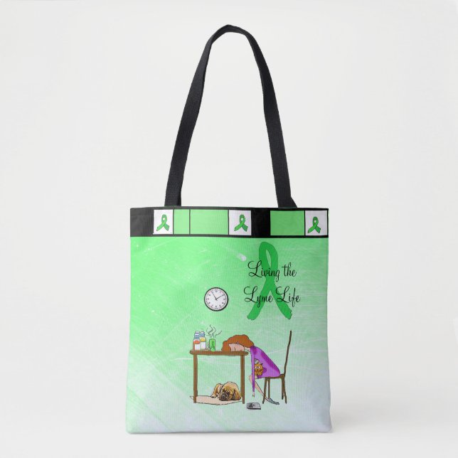 Tote Vivendo a Vida Lymie Bolsa de Doença de Lyme (Frente)