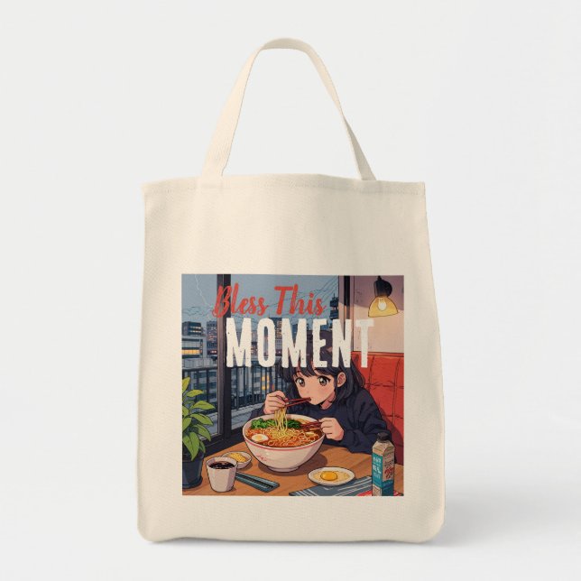Tote Warm Ramen Bolsa - Presente de Arte Comida Retro J (Frente)