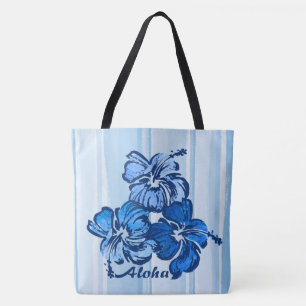 Tote Watercolor Hibiscus Bolsa de praia Reversível Hav