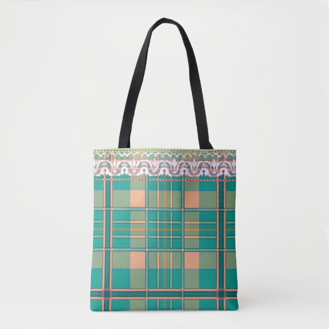 Tote Xadrez e bolsa de pêssego (Frente)
