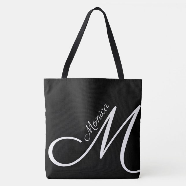 Tote XL BAG - MONOGRAM + NAME - bolsa preto moderno (Frente)