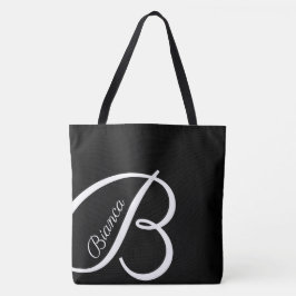 Tote XL BAG - MONOGRAM + NAME - bolsa preto moderno