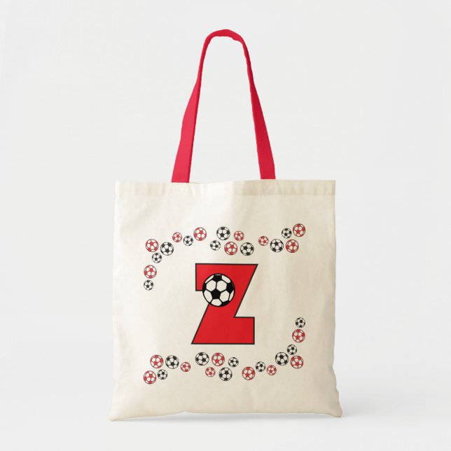 Tote Z no bolsa vermelho do monograma do futebol (Frente)