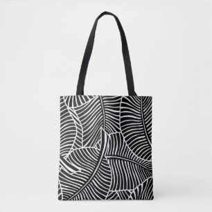 Tote Zebra Palm Bolsa de praia Negra Tropical do Havaí