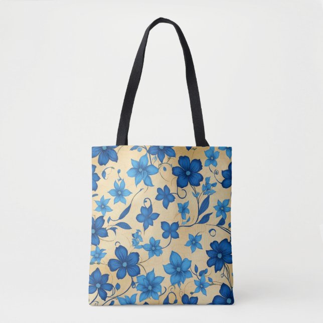 ToteElegant Blue Floral Tote Bag (Frente)