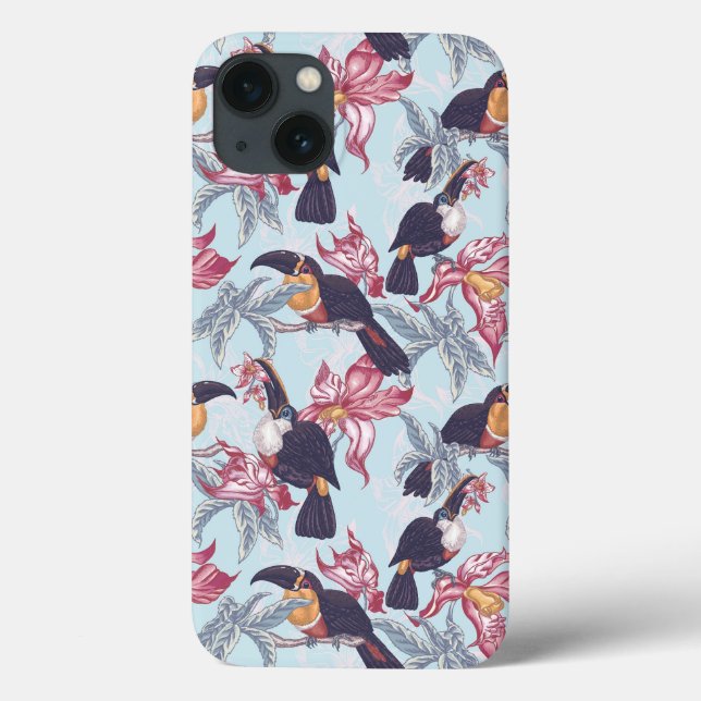 Toucans com flores exóticas (Verso)