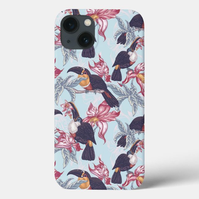 Toucans com flores exóticas (Verso)