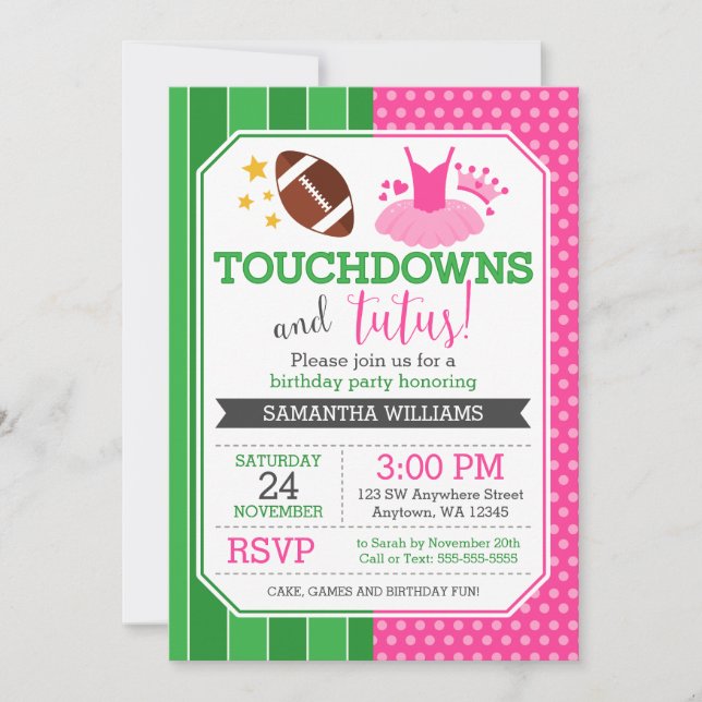 Touchdowns e convites para o aniversário do Tutus (Frente)