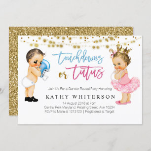 Touchdowns ou Tutus gender revelam Convite