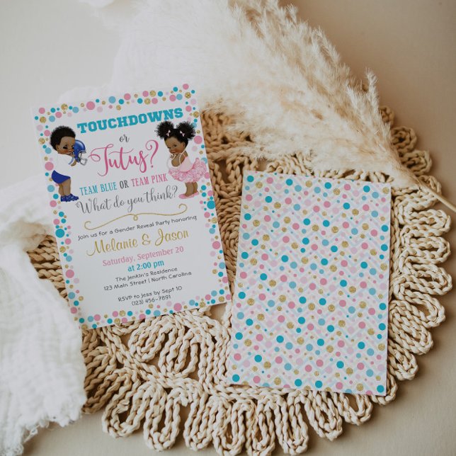 Touchdowns ou Tutus Gênero Revelar Convite (Criador carregado)