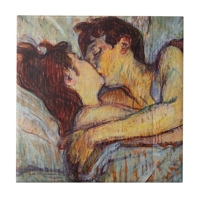 Toulouse-Lautrec na cama o azulejo do beijo (Frente)