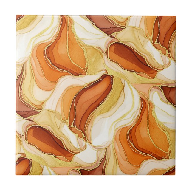 Toupe Ouro Fluid Marble Pedra Abstrato (Frente)