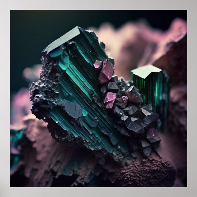 Tourmaline Ore Macro Poster - Pegmatite Depositári (Frente)
