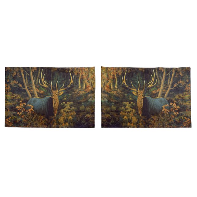 Touro Elk na Floresta do outono (Verso - conjunto)