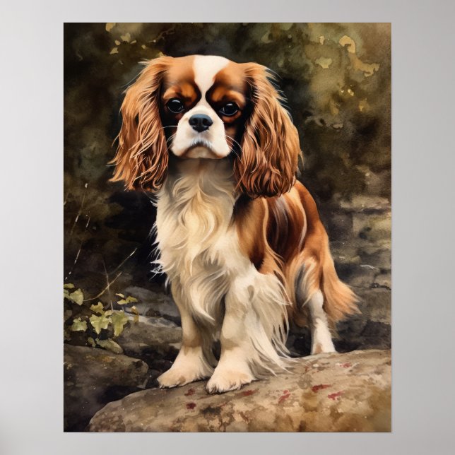 Toy Spaniel Dog Art Impressão (Frente)