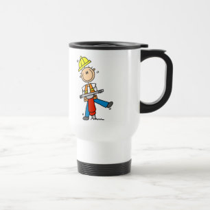 Trabalhador da construção com a caneca do martelo