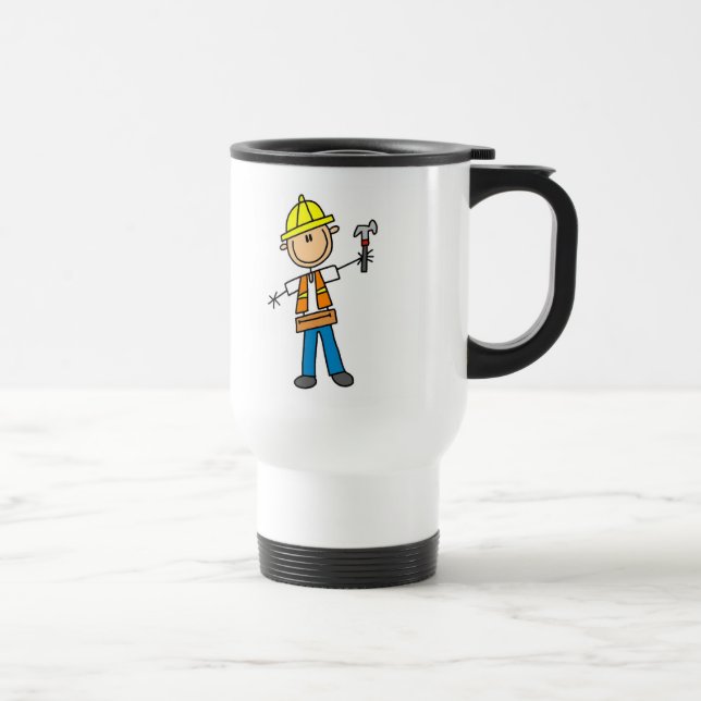 Trabalhador da construção com caneca do martelo (Direita)