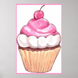 Trabalho de arte Cupcake de Poster rosa - cozinha 