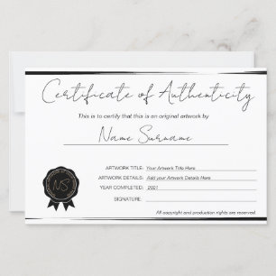 Trabalho de arte de Certificado de Autenticidade m