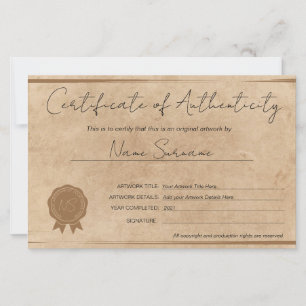 Trabalho de arte de Certificado de Autenticidade M