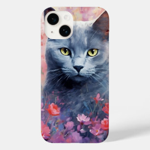 Trabalho de arte de cor d'água colorida de gato az