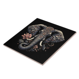 Trabalho de arte de elefante floral