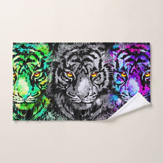 Trabalho de arte de Tigre Colorido - Conjunto de T (Toalha de mão)