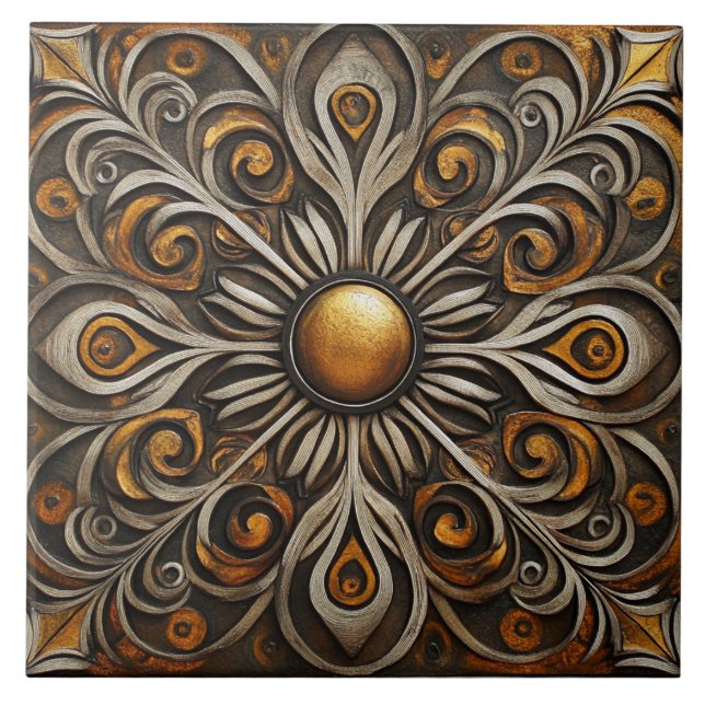 Trabalho de Rolo Ornamentado com Centro Dourado2 (Frente)