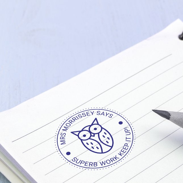 Trabalho Excelente Carimbos Personalizados para Pr (Superb Work Owl Teachers Personalized Self-inking Stamp)