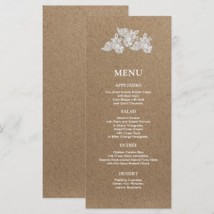 Traço branco Cartões De Menu De Casamento De Pap