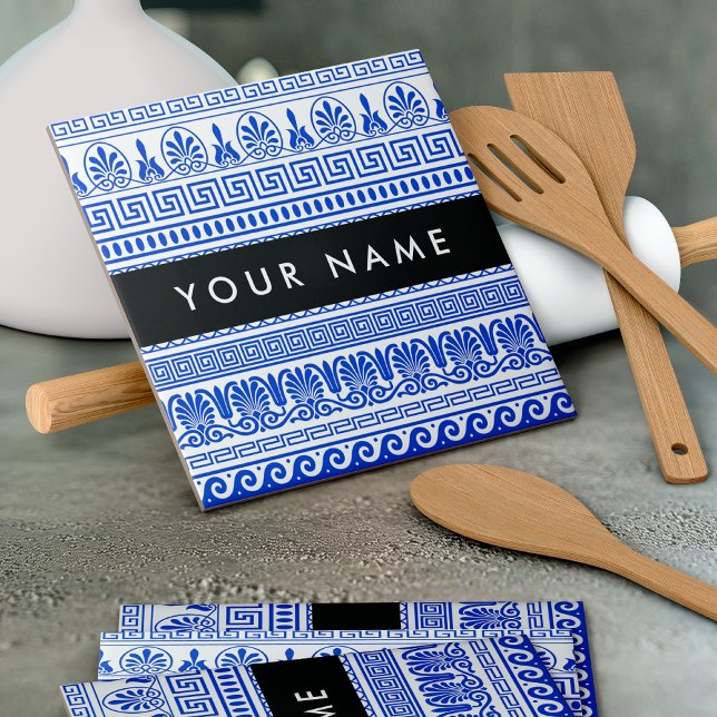 Traço Grego, Chave Mista, Azul, Seu Nome (Criador carregado)