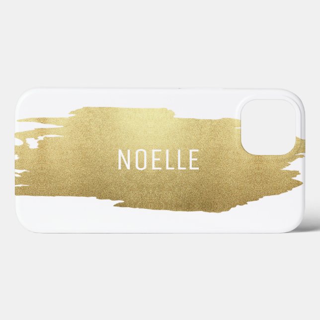 Traço Metálico Dourado com Largura, Branco (Verso (horizontal))