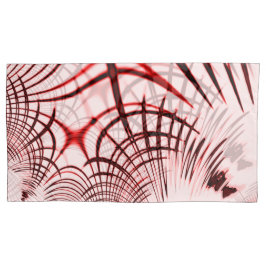 Traços curvos vermelhos cruzados sobre fundo leve