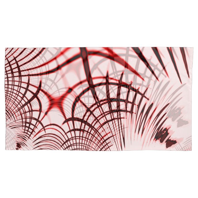 Traços curvos vermelhos cruzados sobre fundo leve (Frente-Esquerda)