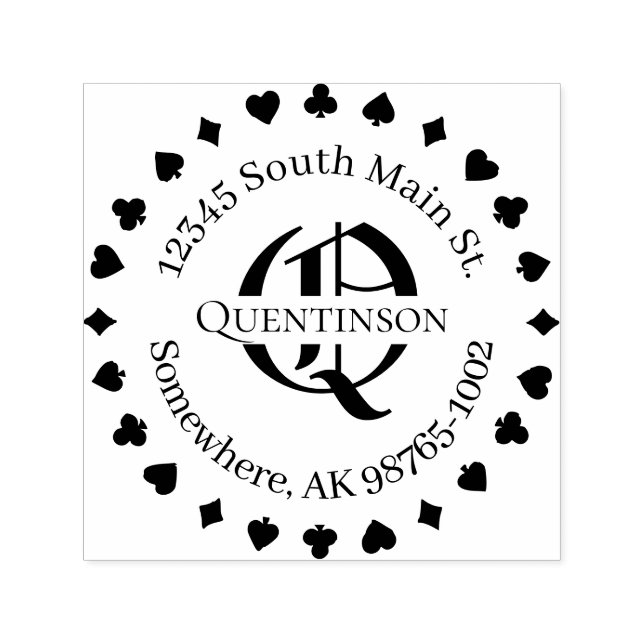 Traços de Cartão, Endereço com Carimbo de Nome Mon (Design)