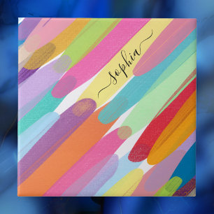 Traços de cores diagonais, nome, pintura de Abstra