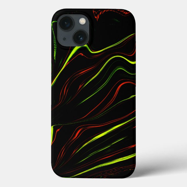 Traços longos, verdes e vermelhos ondulados, fundo (Verso)