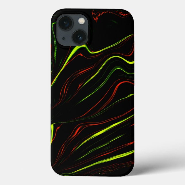 Traços longos, vermelhos e verdes, ondulados, fund (Verso)