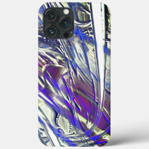 Traços rasgados na textura prateada sob fumos azui