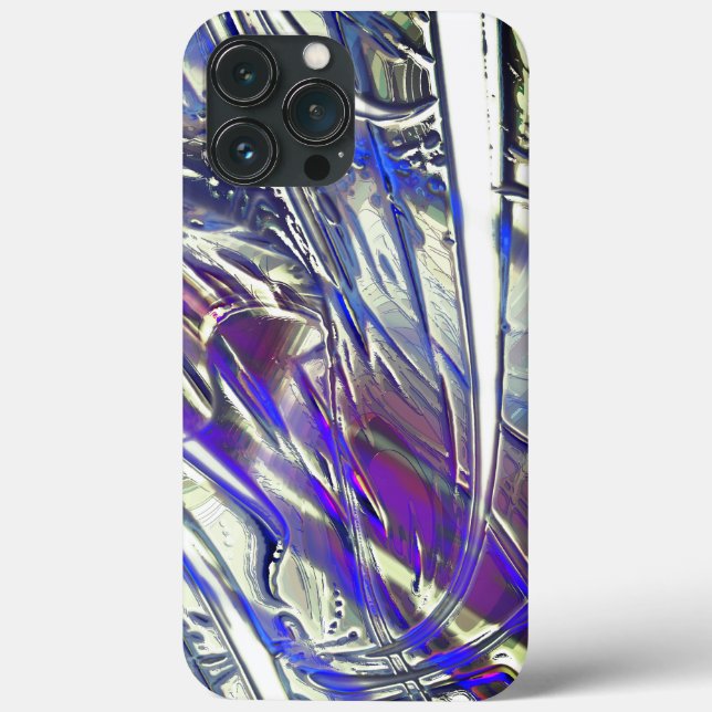 Traços rasgados na textura prateada sob fumos azui (Verso)