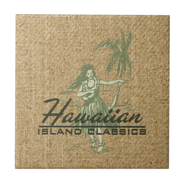 Tradewinds Hula Girl no Havaí - Trivet Azulejo (Frente)