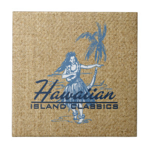 Tradewinds Hula Girl no Havaí - Trivet Azulejo