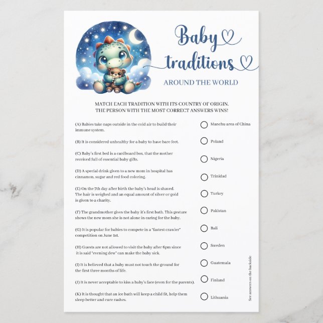 Tradição de Bebê Dinossauro Bonito ao redor do mun (Frente)