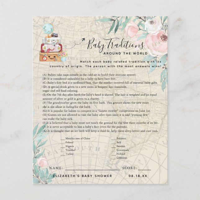 Tradição De Bebês Pelo Mundo | Jogo Chá de fraldas (Frente)