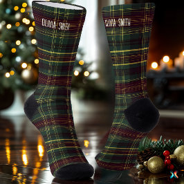 Tradição Verde e Xadrez de Natal Burgundy Personal